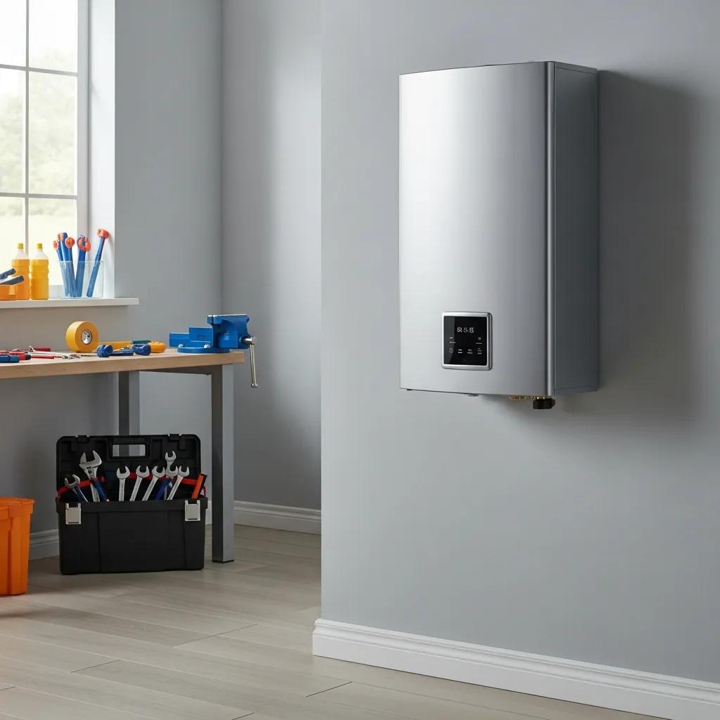 Modern water heater in a utility room, highlighting its importance for home maintenance