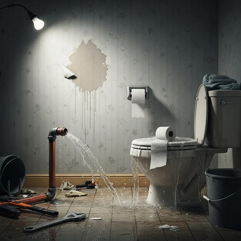 Common plumbing problems including burst pipe and overflowing toilet