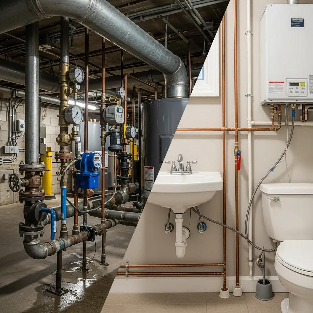 Comparison of commercial and residential plumbing systems highlighting key differences