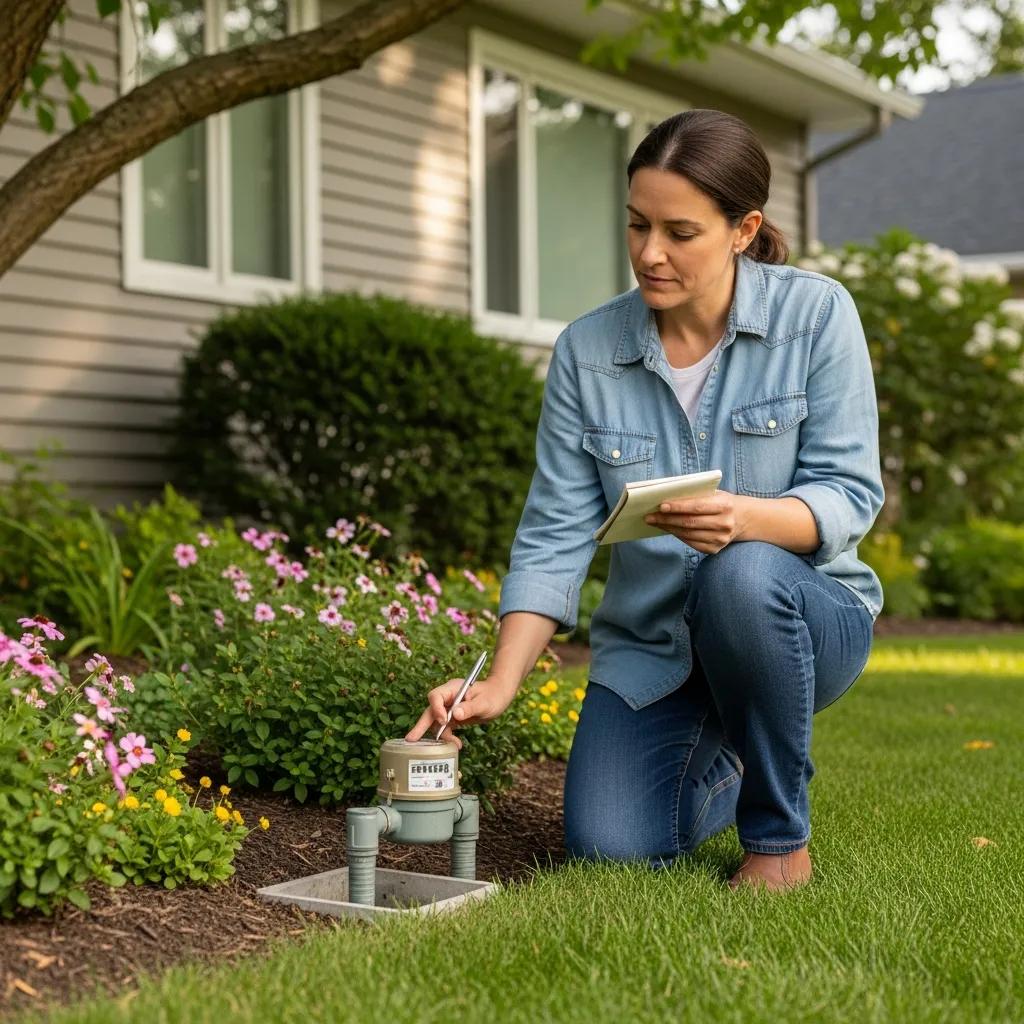 Homeowner checking water meter for leaks, illustrating proactive leak detection methods