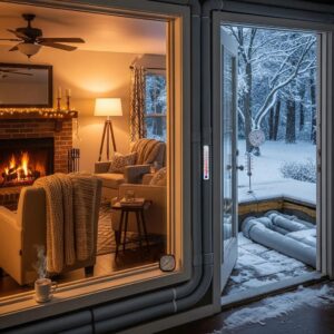 Texas home with insulated pipes in winter, highlighting frozen pipe prevention